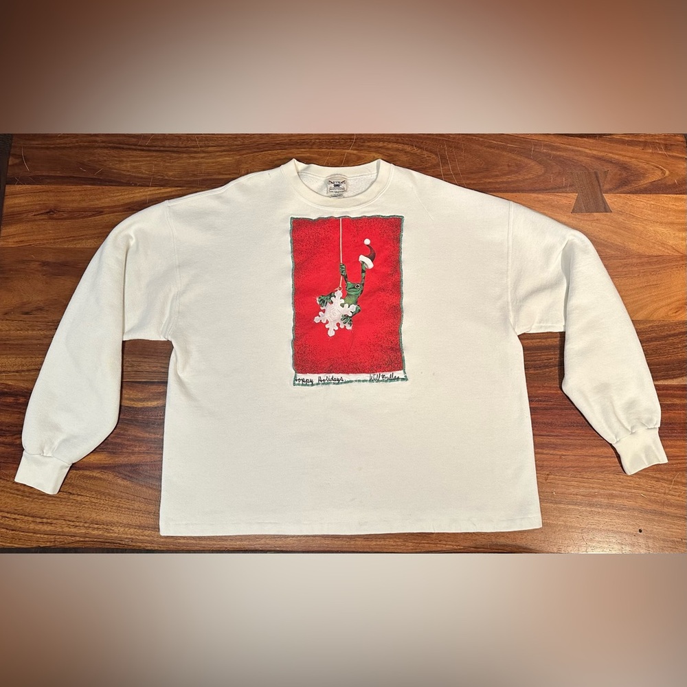 90s Vintage Will Bullas Frog Holiday Sweater